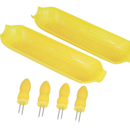 BBQ Corn Server Set 2 Servers & 4 Corn Holders 6Pcs/Pack