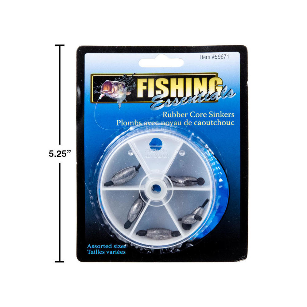 Fishing Rubber Core Sinkers Asst 1x8g/2x3.5g/4x2.5g