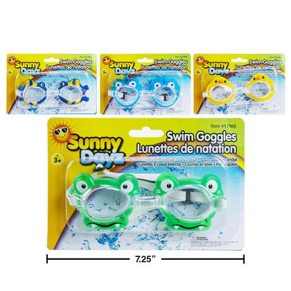 Kids Swimming Goggle Animal Designs 3+, 1 Randomized Color Per Pack