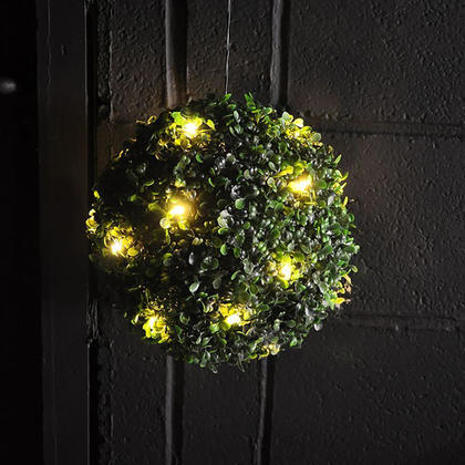 Outdoor Solar Powered 20 LEDs Decorative Artificial Topiary Ball, 10"D