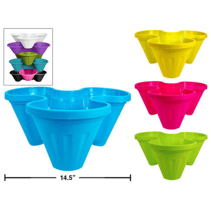 Stackable Trio Plastic Planter for Home Decor, 14.4" x 6.7" H, 1 Randomized Color Per Pack