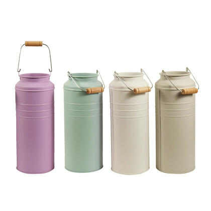 Vintage Style Milk Can Shaped Metal Planter, 11"x4.5", 1 Randomized Color Per Pack