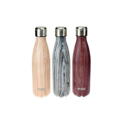 Pure Drinkware™ 17oz Bottle Woody 500ml Stainless Steel 1Pc, 1 Randomized Color Per Pack