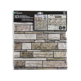 Other Brands LVC 10702 Wall Decor iDesign Wall Decals 3D Tile Brn Grey Bricks 10x10