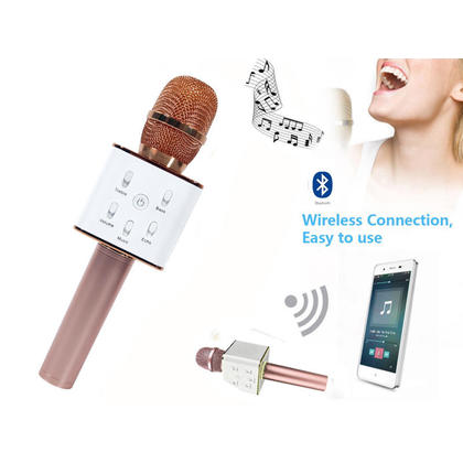Wireless Bluetooth Handheld KTV Karaoke 2 in 1 Microphone & Speaker For SmartPhones_Rose