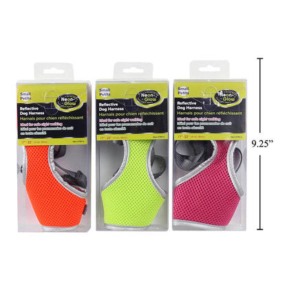 Adjustable Soft Mesh Reflective Dog Harness, 17" - 22", 1 Randomized Color Per Pack
