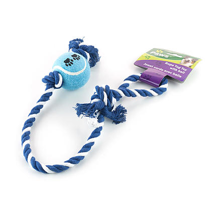 Pet Dog Teeth Cleaning Rope with Tennis Ball Chew Training Toy, 1 Randomized Color Per Pack 