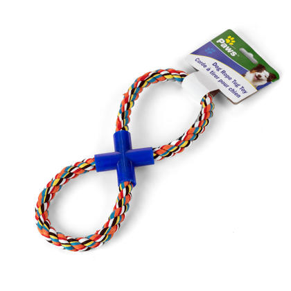 Figure 8-Shaped Pet Training Colorful Rope Dog Tug Fetch Toy, 11" x 4.5"