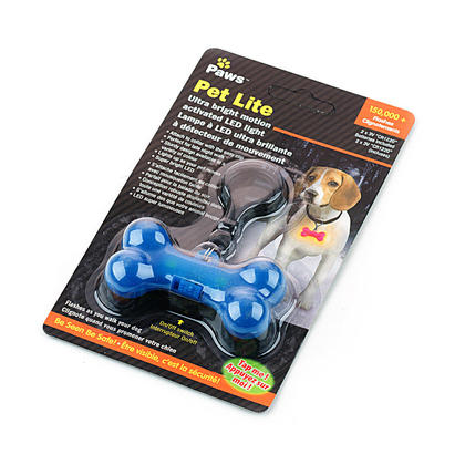 Ultra Bright Motion Activated Bone Collar LED Light for Pet, 1 Randomized Color Per Pack - Paws