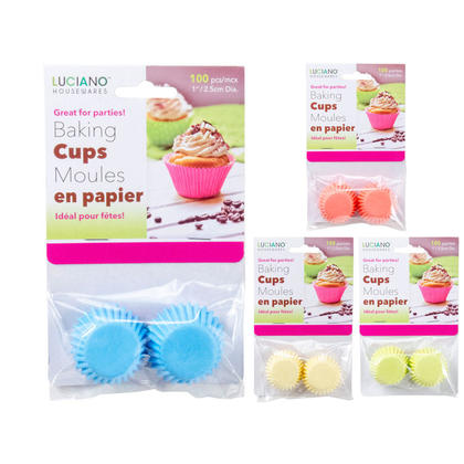 Luciano Paper Baking Cups 1" 100Pcs/Pack, 1 Randomized Color Per Pack