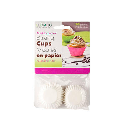 Luciano Paper Baking Cups White 1" 100Pcs/Pack