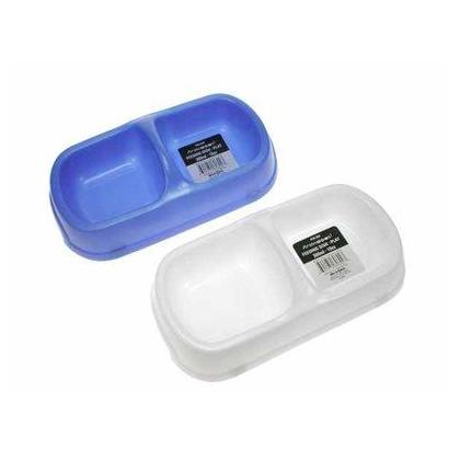 300ml Square Plastic Double Feeding Bowl, Random Color - Animooos