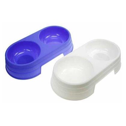 700ml Round Plastic Double Feeding Bowl, Random Color - Animooos