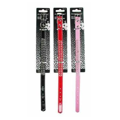 14.2'' Pet Collar with Laquered Finish and Rhinestones, 1 Randomized Color Per Pack
