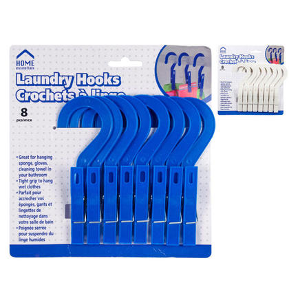 Laundry Hooks Clothespins Hanging Clips Plastic Hanger, 8Pcs/Pack, 1 Randomized Color Per Pack