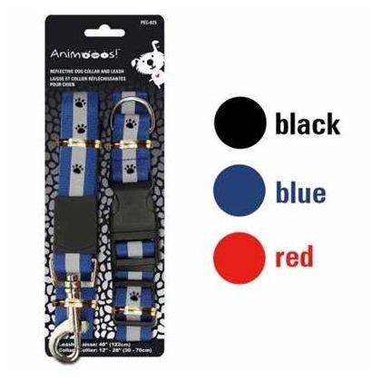 Paws Print Adjustable Nylon Dog Collar & Leash, 1 Randomized Color Per Pack