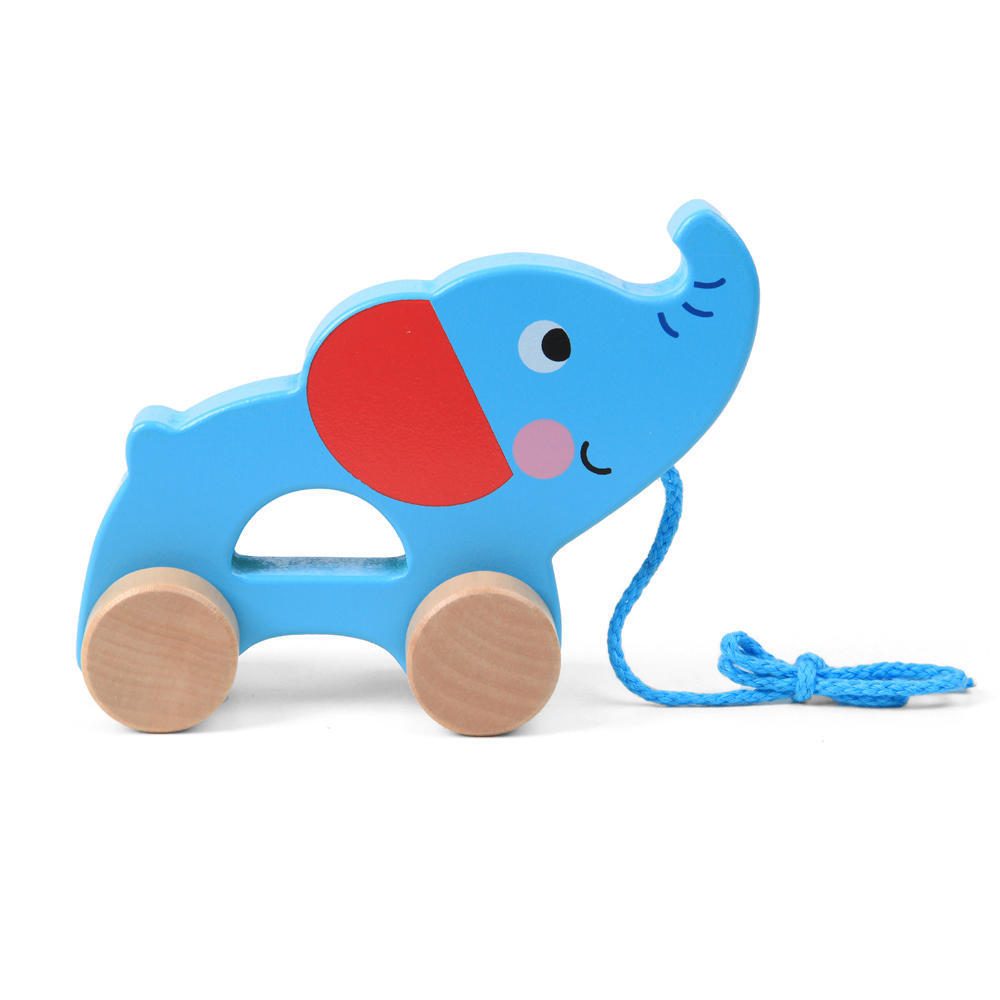 Tooky Toy Wooden Pull Along Elephant with String Baby Toys
