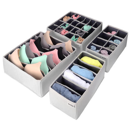 4 Sets Underwear Closet Organizer Sock Storage Box Durable Foldable Drawer Organizer - SortWise®