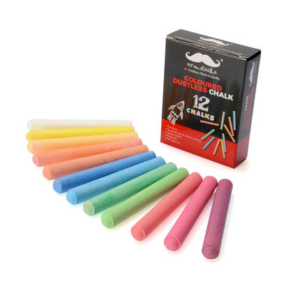 Colored Dustless Chalk, 12 Assorted Colors - Moustache®