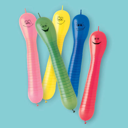 Squiggly Worm Balloons Assorted Colors 12Pcs