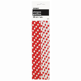 LVU 62082 Tableware Ruby Red Dots Paper Straws 10Pcs