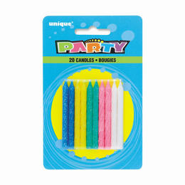 LVU 1966 Birthday Candles Spiral Glitter Birthday Candles Assorted Colors 20Pcs