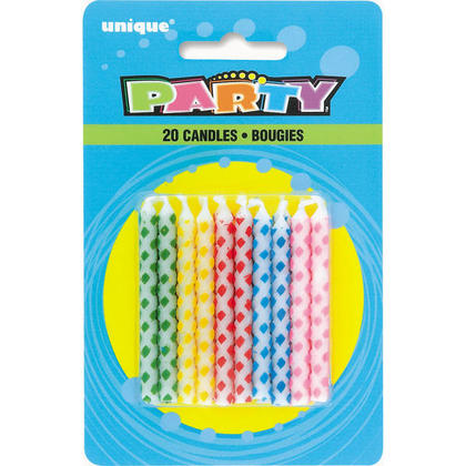 Birthday Candles Assorted Color Diamond Dot 20Pcs