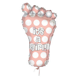 LVU 56683 Foil Balloon Baby Footprint It s a Girl Giant Foil Balloon 31 1Pcs