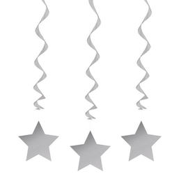 LVU 69128 Hanging Decorations Silver Solid Hanging Swirl Decorations 26 3Pcs