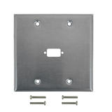 WP 210 SS Audio Video Wall Plates Double Gang 1 Port DB9 size cutout Stainless Steel Wall Plate