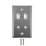 WP 104 SS Audio Video Wall Plates 2 Port DB9 size cutout 2 x 3 8 inch hole Stainless Steel Wall Plate
