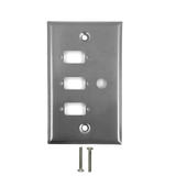 WP 103 SS Audio Video Wall Plates 3 Port DB9 size cutout 1 x 3 8 inch hole Stainless Steel Wall Plate