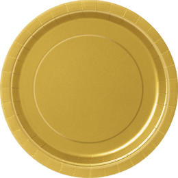 LVU 3324 Plates Gold Solid Round 7 Dessert Plates 8Pcs