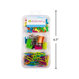 CTG 30147 Clips Pins and Rubber Bands iStationery 30 Push Pins 8 Binder Clips 60 Paper Clips Set 1 box