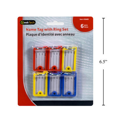 Desk Tech Name Tag w/ Ring Set, 6-pc set, b/c