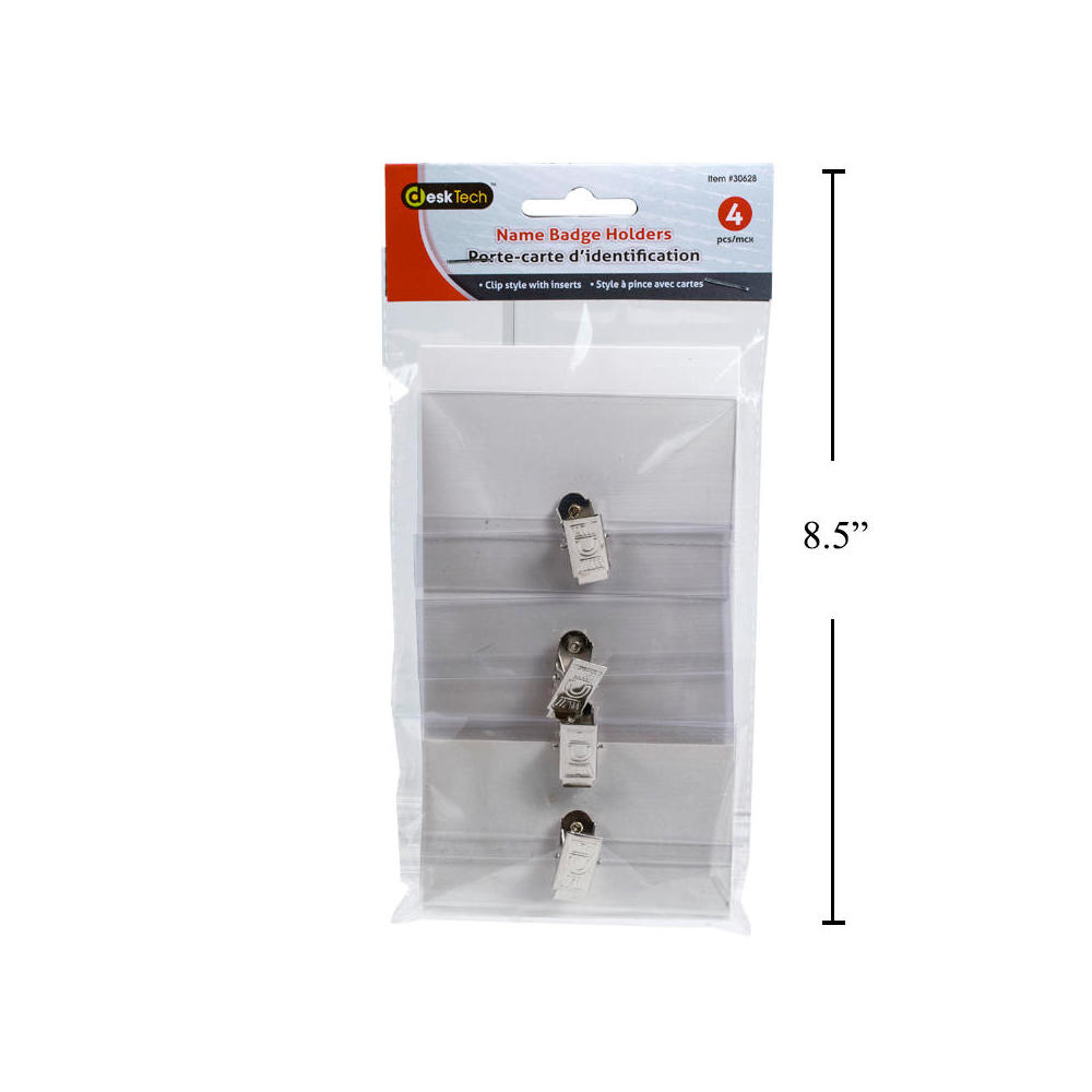 Desk Tech 4pc Name Badge Holder, pbh