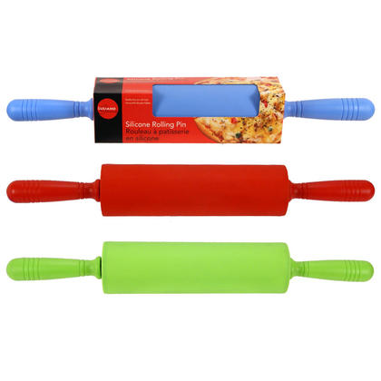 Silicone Rolling Pin 18.25"W, 1 Randomized Color Per Pack Between 3 Colors