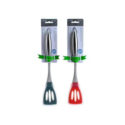 Silicone Slotted Turner With Stainless Steel Handle L.Gourmet, 1 Randomized Color Per Pack