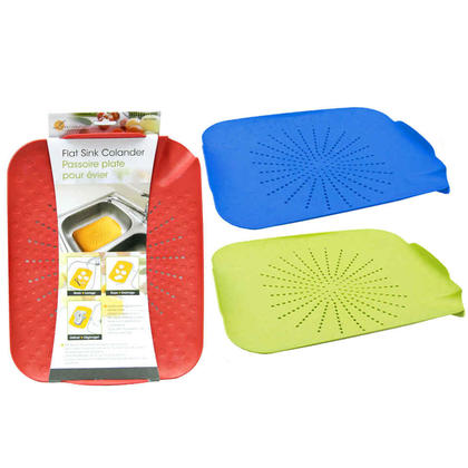 Flat Sink Colander 13.25" x 10.5", 1 Randomized Color Per Pack Between 3 Colors