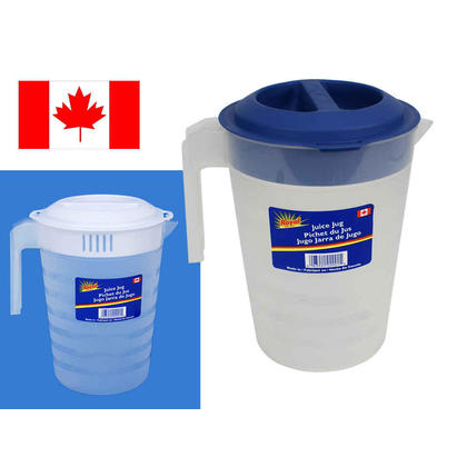 Plastic Juice Jug Pitcher With Lid 2 Litter, 1 Randomized Color Per Pack Between 2 Colors