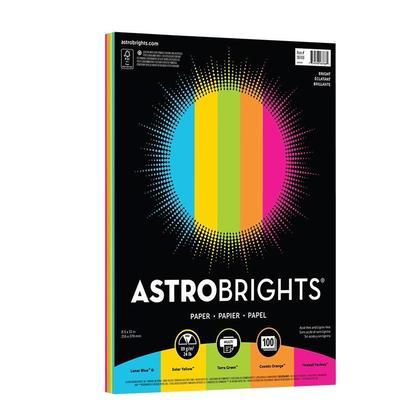 Astrobrights® Color Copy Paper, 5-Color Assorted, 24 lb / 89 g/m², Letter Size, 100 Sheets (570382)