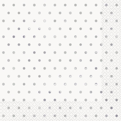Serviettes élégantes de déjeuner de points argentés 16Pcs - feuille estampillée
