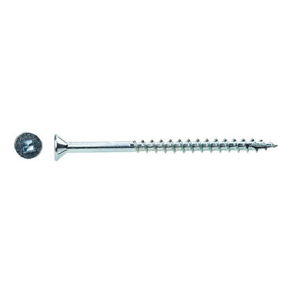 Flat Head Screws #8 Body, #2 Square, Type 17, With 4 Nibs, 2 1/2 Inch Zinc 500 Screws Per Box