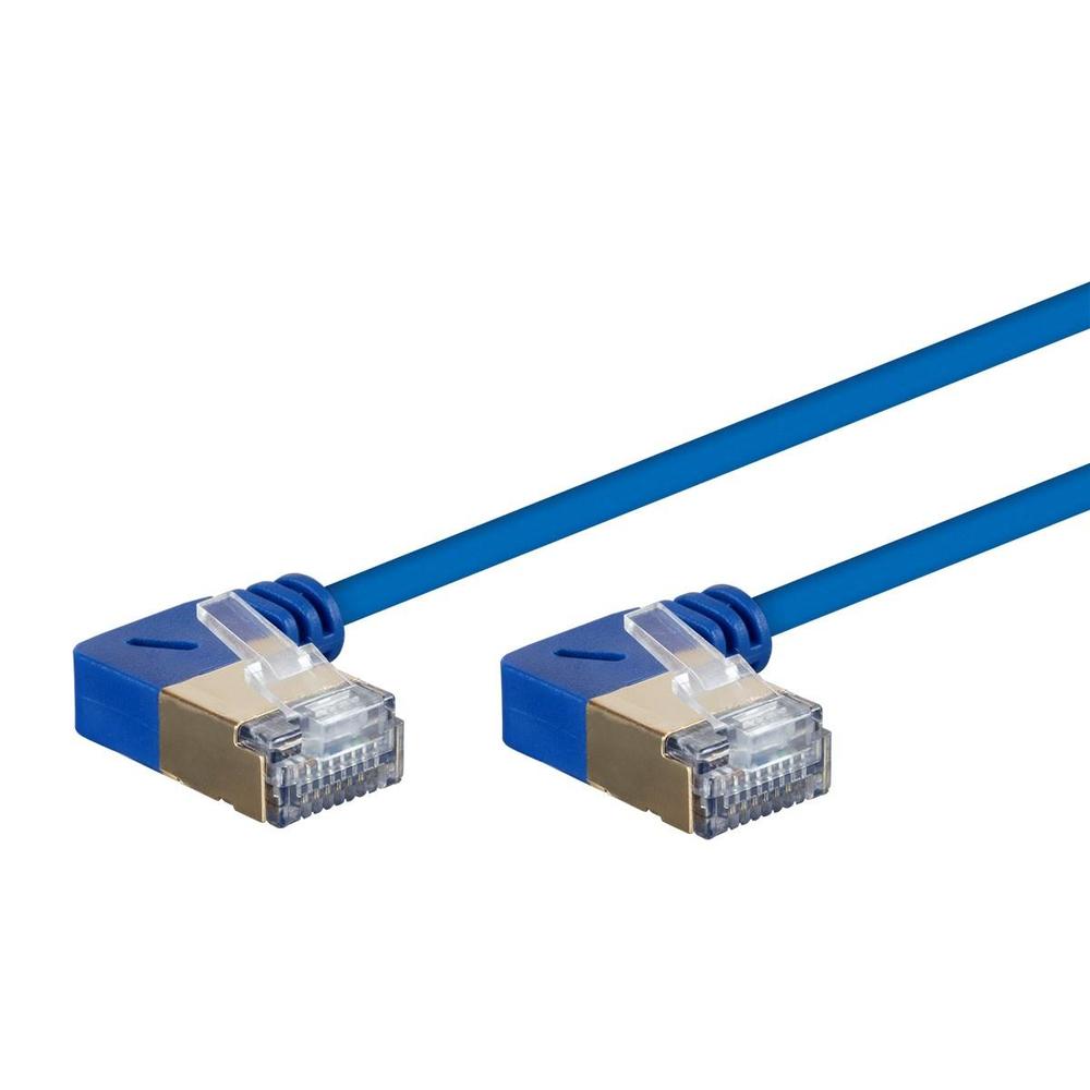 SlimRun Cat6A 90 Degree 36AWG S/STP Network Cable Blue Monoprice®
