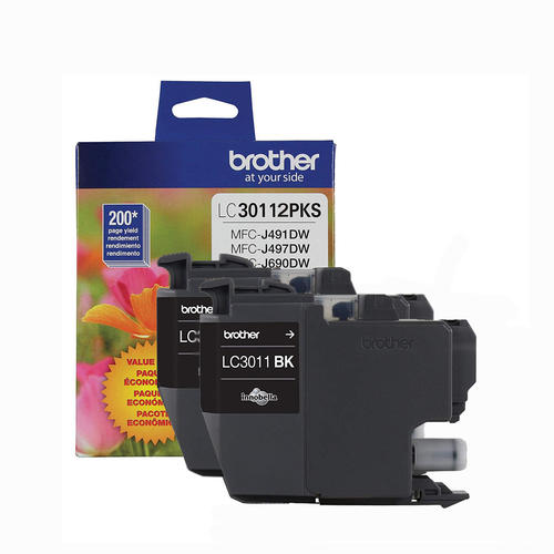 Brother LC3011 Original Black Ink Cartridge Twin Pack (LC30112PKS)