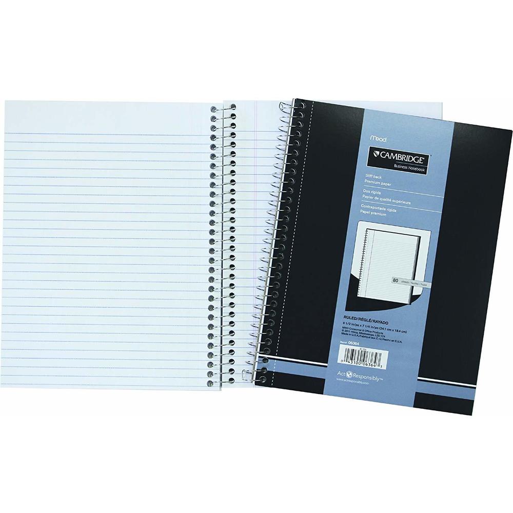 Mead® Cambridge® Spiral Bound Personal Notebook, 9.5" x 7.25", Wide