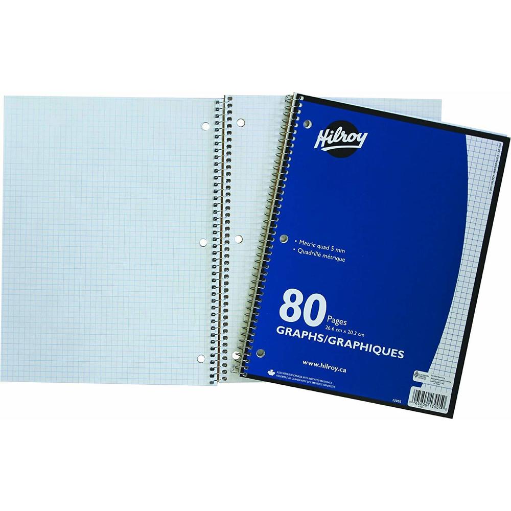 Hilroy 80 Pages Spiral Notebook, Quad ruled 5 mm,Assorted colours, SFI