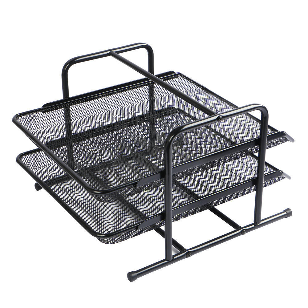 2Tiers Steel Mesh Document Tray File Basket, Black Moustache®