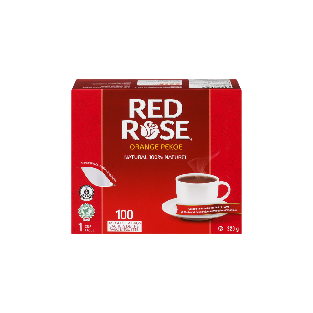 Red Rose® Orange Pekoe Tea Bags With Tag 100 Tea Bags/Pack