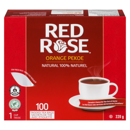 Red Rose® Orange Pekoe Tea Bags With Tag 100 Tea Bags/Pack